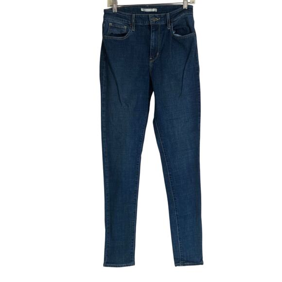 Levis 721 Blue Story High Rise Skinny Dark Wash Tailored Stretchy Jeans Size 29 - Picture 1 of 15